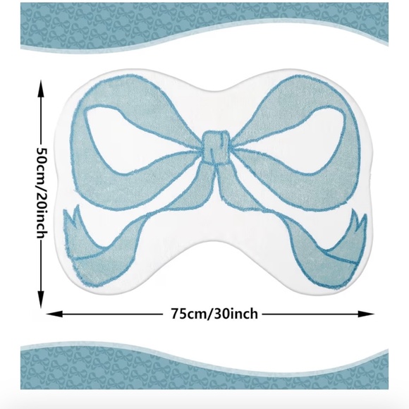 Bow Rug Mat Blue Coquette Bowknot - 20 x 30 Inch - Picture 2 of 3